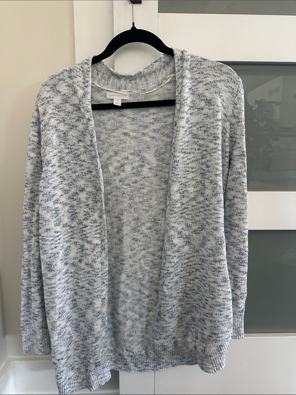 Charter Club Open-Front Heathered Gray Cardigan